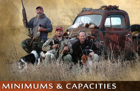 Minimums and Capacities at UGUIDE South Dakota Pheasant Hunting